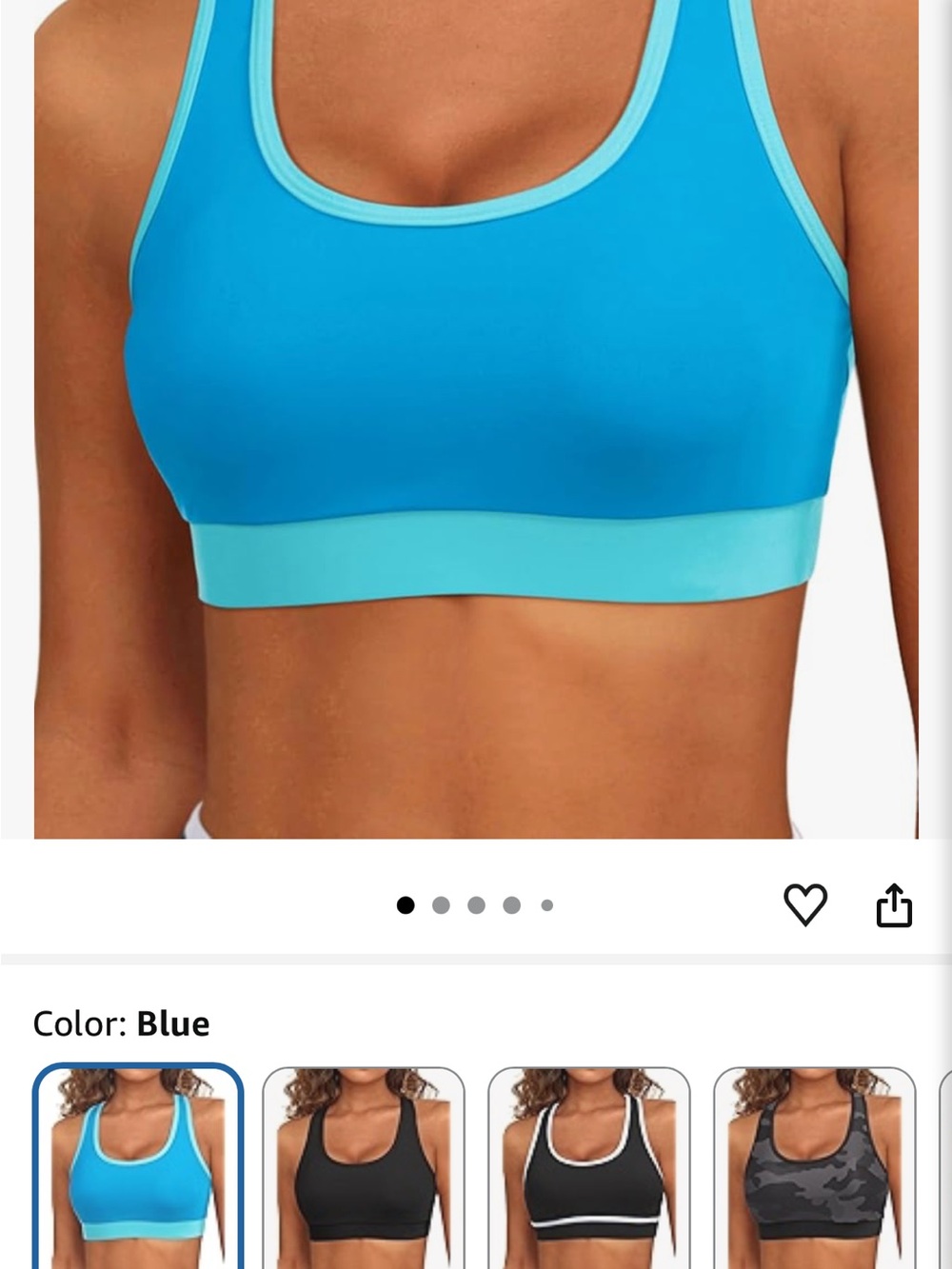Women's Two-Tone Blue Sports Bra - Supportive Swim Sports Bra